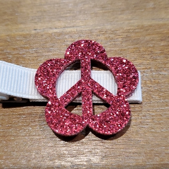 NWT Peace Glitter Hair Clippies - Picture 3 of 8